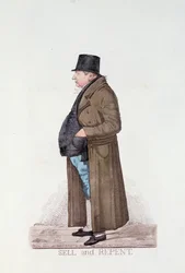 Verkaufen und bereuen, 1817 (farbige Radierung)